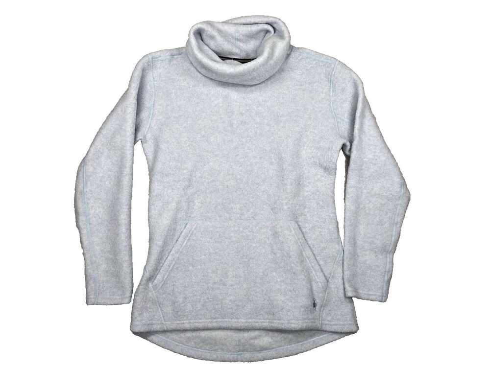 Smartwool Women S Active Pullover Turtleneck Sweater Light Blue Wool Long Sleeve